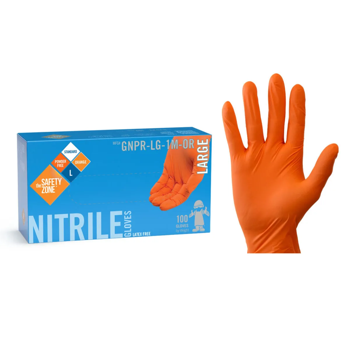 Safety Zone® Orange Food Prep 4.0 Mil Powder-Free Nitrile Gloves (S - XL Sizes Available) - Case of 1000