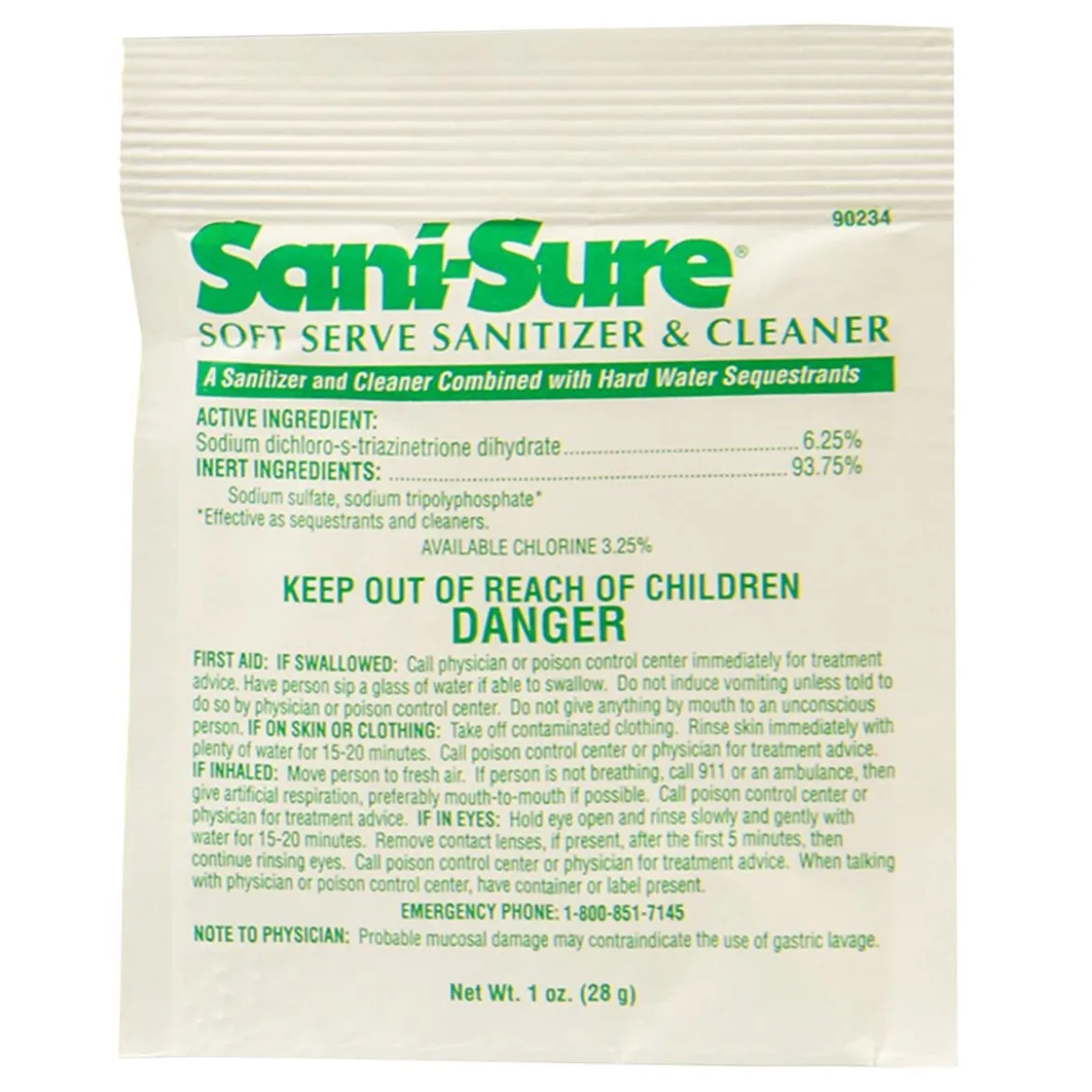 Sani-Sure® Soft Serve Equipment Sanitizer & Cleaner Pouches - Case of 100