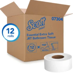 Scott® #07304 Essential Extra Soft JRT 2-Ply Bathroom Tissue (3.55" x 750') - 12 Rolls