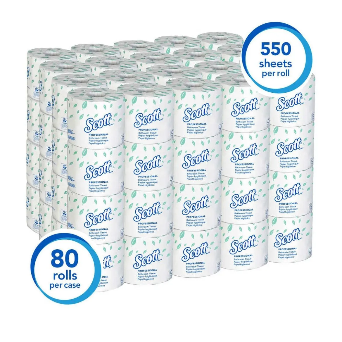 Scott® #04460 Essential 2-Ply Toilet Paper (4.1" x 4.0" | 550 Sheets | 183') - 80 Rolls