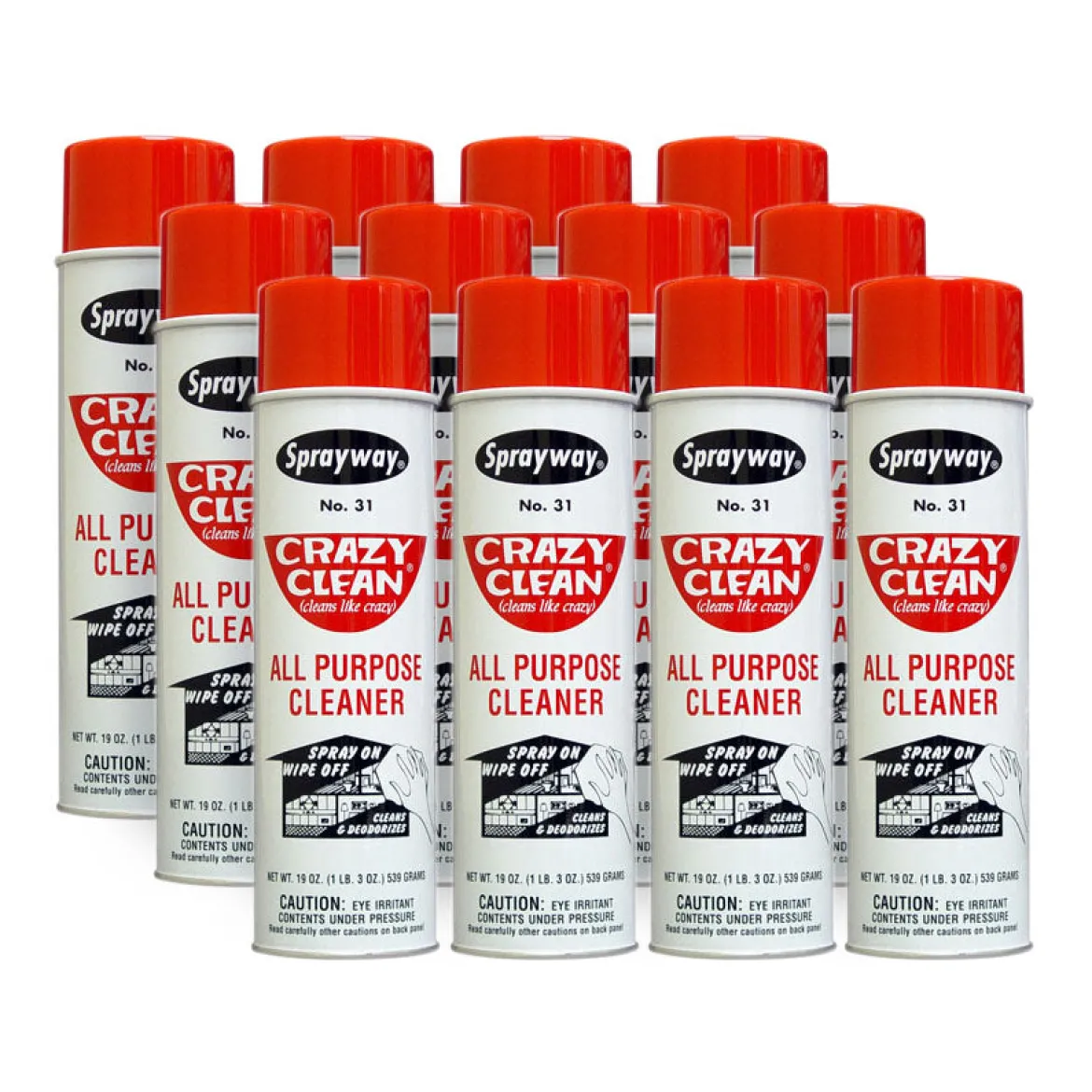 Sprayway® #31 Crazy Clean® Aerosol All Purpose Cleaner (19 oz Aerosol Cans) - Case of 12