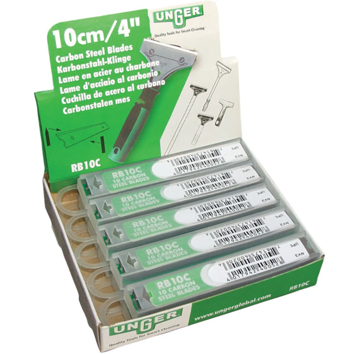 4" Steel Blades for Unger Handheld Scrapers (10 Packs of 10) - 100 Total Blades