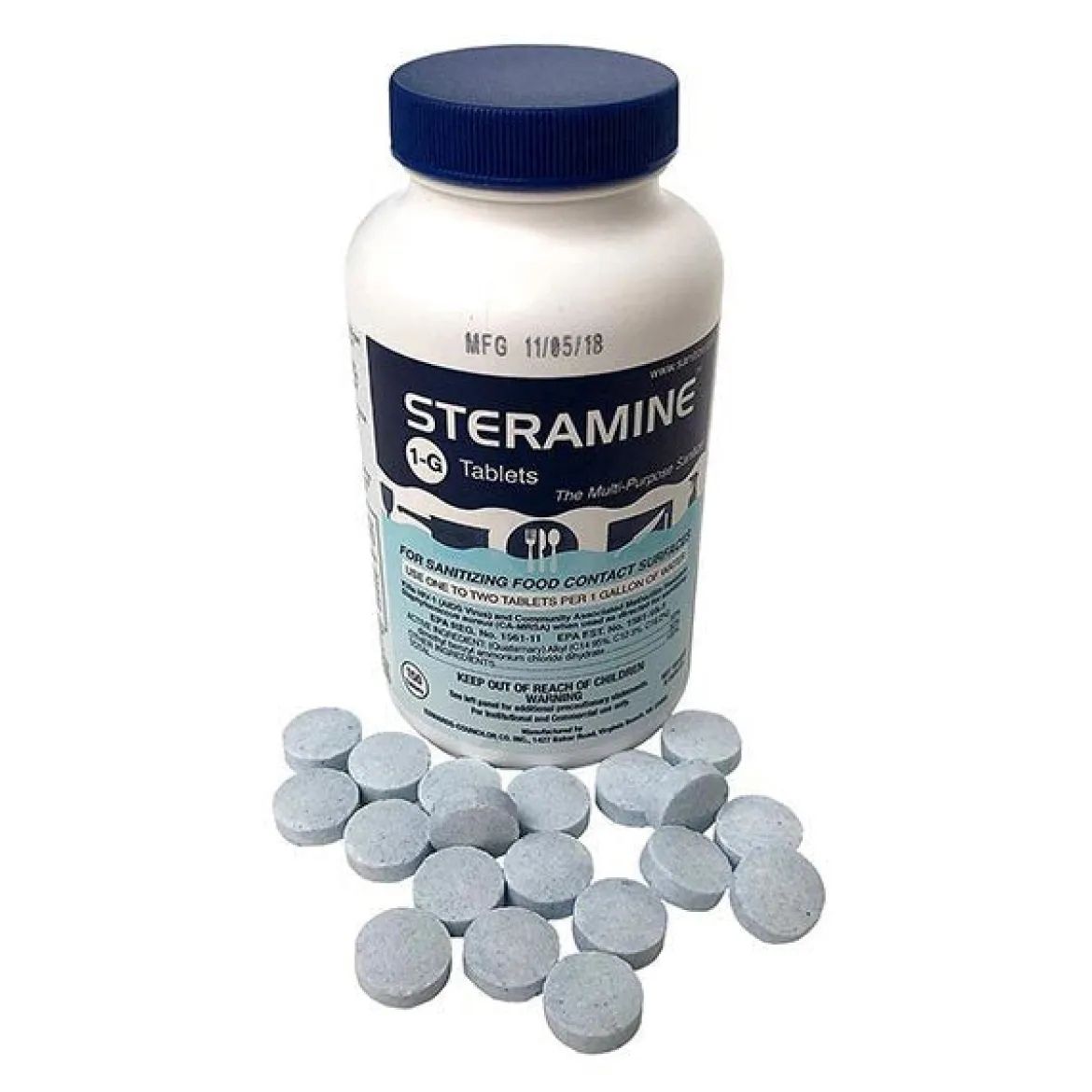 Steramine™ Concentrated Sanitizing Tablets (150 Count Bottles) - Case of 6