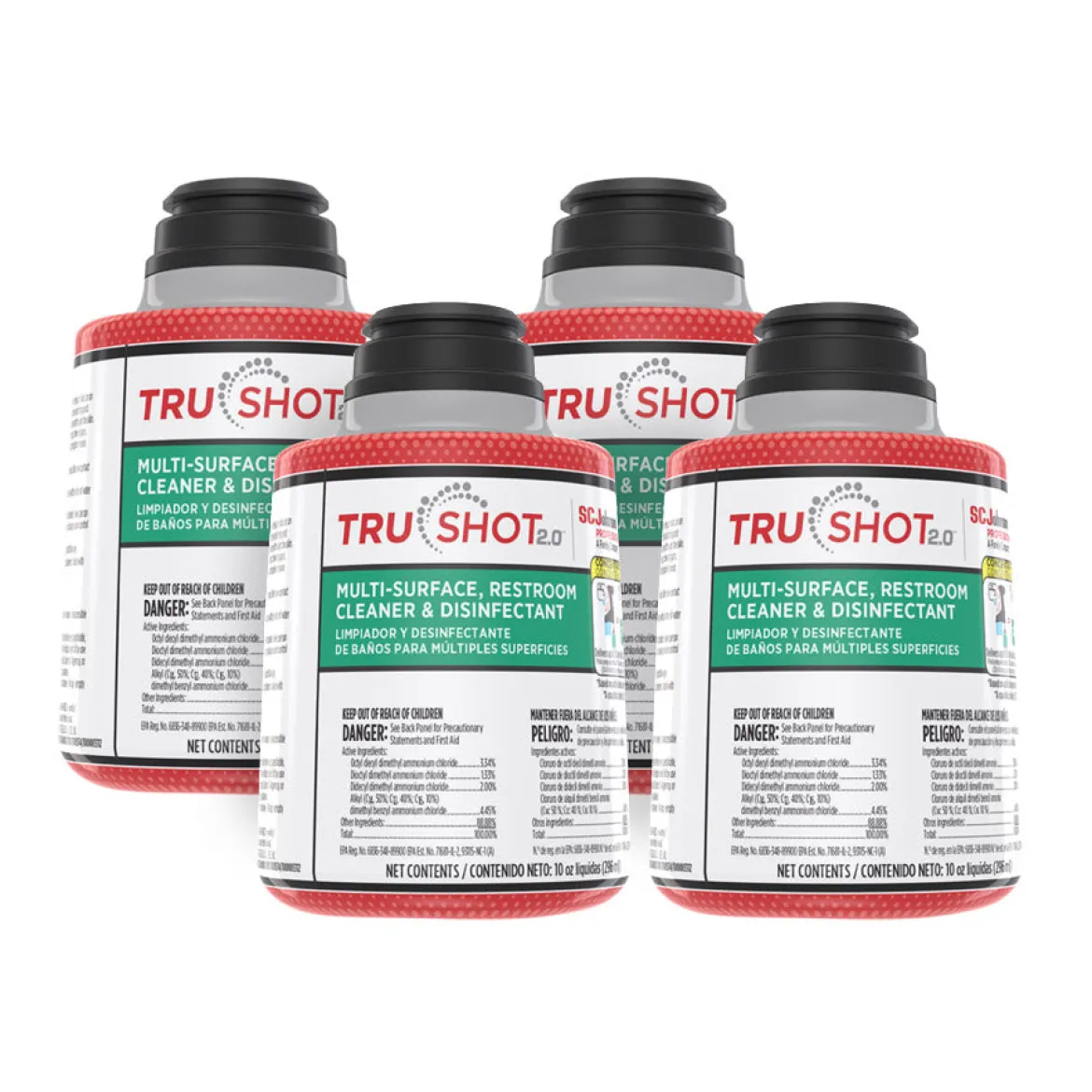 TruShot 2.0™ Multi-Surface, Restroom Cleaner & Disinfectant (10 oz Cartridges) - Case of 4