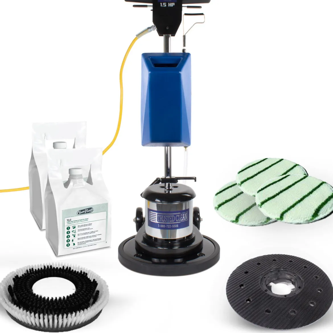 Trusted Clean Basic Carpet Scrubbing Package w/ 17" Floor Buffer, Carpet Brush & Bonnets
