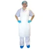 White Disposable Knee Length Meat Cutting Aprons (1 mil) - Case of 1000